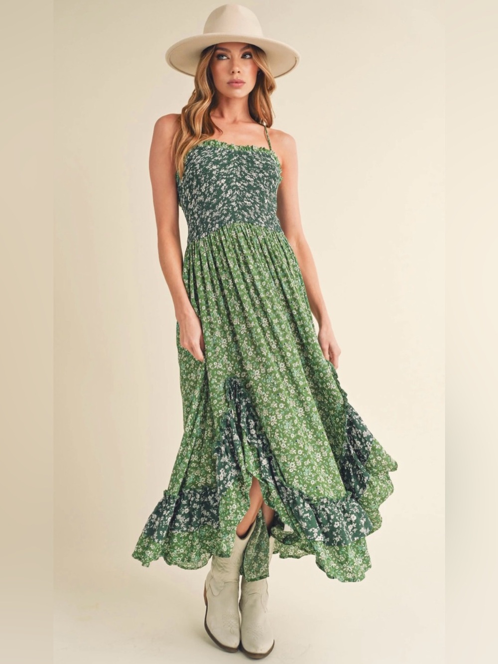 Mint Forest Maxi with beautiful ruffles AEMI+ CO